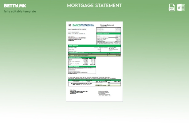 Модерен стил Argentina Banco Patagonia шаблон за извод на банкарска хипотека